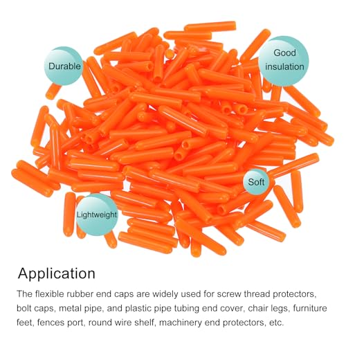 Image of MECCANIXITY 200pcs 2mm Rubber End Caps Cover PVC Vinyl Screw Thread Protector Round Wire Shelf Caps for Screw Bolt Pipe Fence Post, Orange