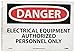 NMC D433PB OSHA Sign, Legend "DANGER - ELECTRICAL EQUIPMENT AUTHORIZED PERSONNEL ONLY", 14" Length x 10" Height, Pressure Sensitive Vinyl, Black on White