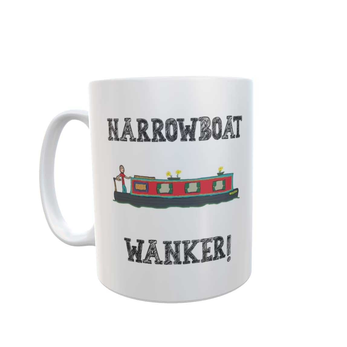 Decalarama Narrowboat Wanker Mug Gift - Novelty Cute Canal Boat Rude Funny Holiday Travel Boating Vacation Cup Present