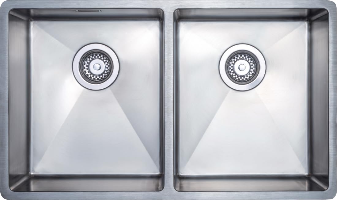 Rackhams Garda Double Bowl Reversible Inset Or Undermount Stainless Steel Kitchen Sink