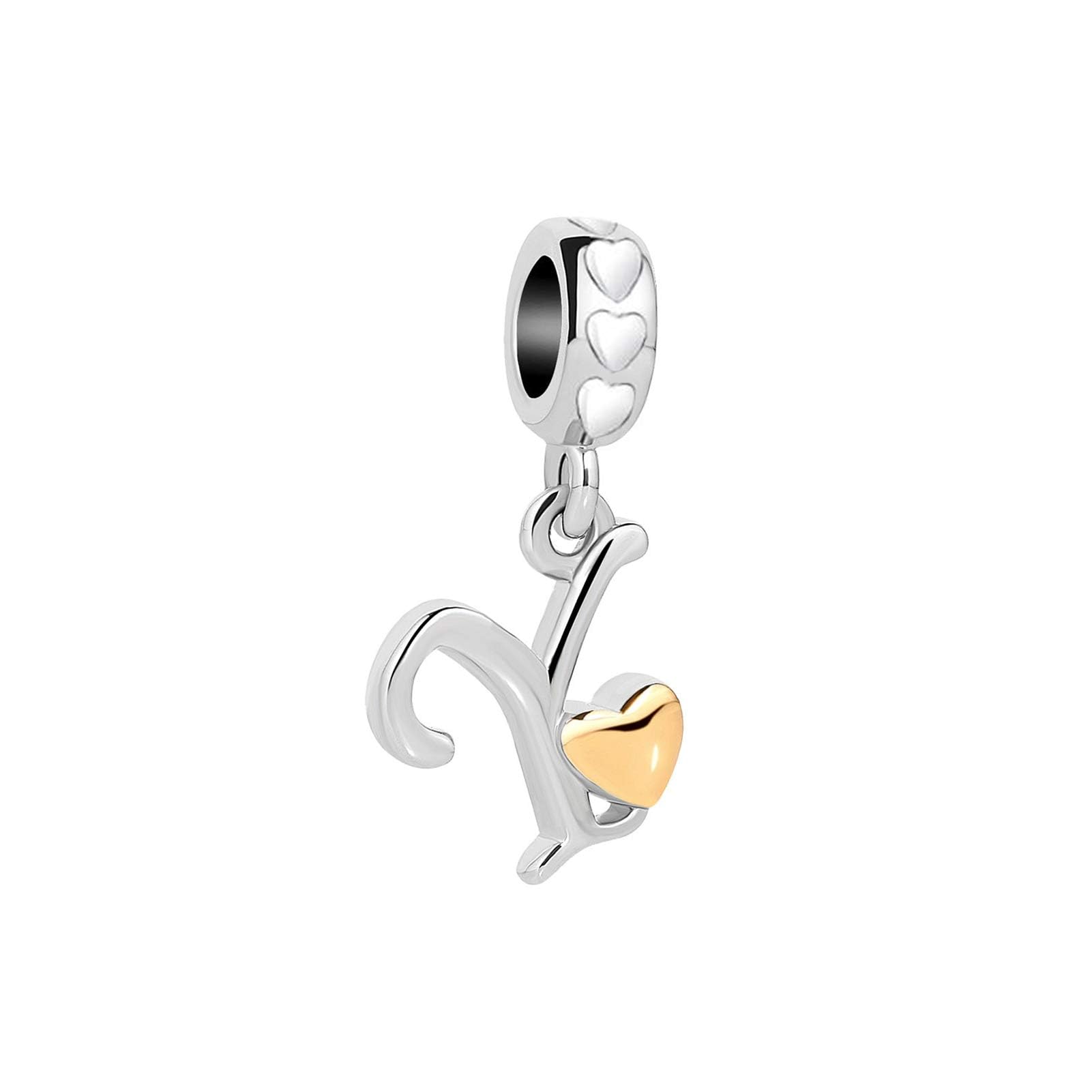 Initials A Letter Alphabet Love Heart Dangle Charm Compatible with Pandora Bracelet-image-9