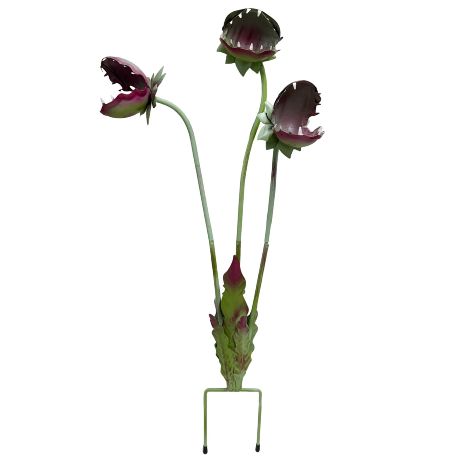 Metal Carnivorous Plant Garden Stake, 25 Inch Venus Flytrap Mnster Plant Sculpture for Flower Beds Patios & Planters,Whimsical Garden Ornament,Unique Yard Art Gift for Gardener Lovers