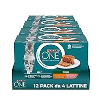 Purina One Sterilcat Filettini in salsa Cibo Umido per Gatti Sterilizzati con Pollo e Carote, Salmone e Carote, 48 Lattine da 85 g