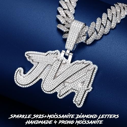 YIMERAIRE Custom 3D Iced Out Moissanite Logo Letter Pendant - Personalized Name Necklace S925 Sterling Silver Men Rapper Jewelry 18K Gold Plated Hip Hop3