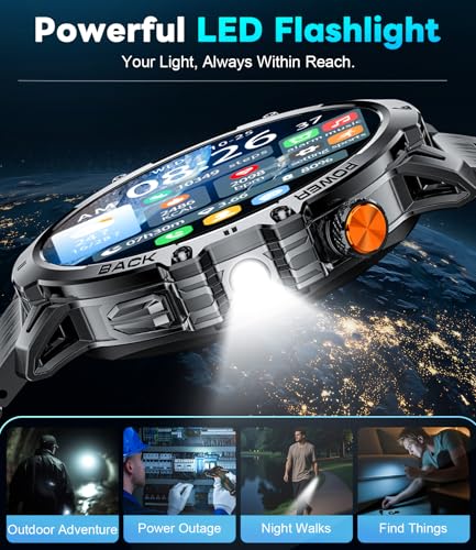 Image of LIGE Military Smart Watches for Men(2 Bands), 1000mAh /1.85 inch HD Large Screen