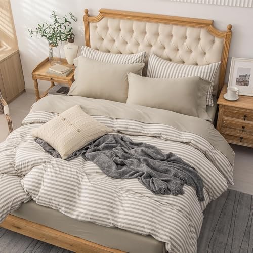 PURE ERA Jersey Knit 3pcs Bed Sheet Set 100% T-Shirt Heather Cotton Super Soft Comfy Breathable Fits Mattress Up to 20" Extra Deep Pocket (Dark Beige,Twin XL)