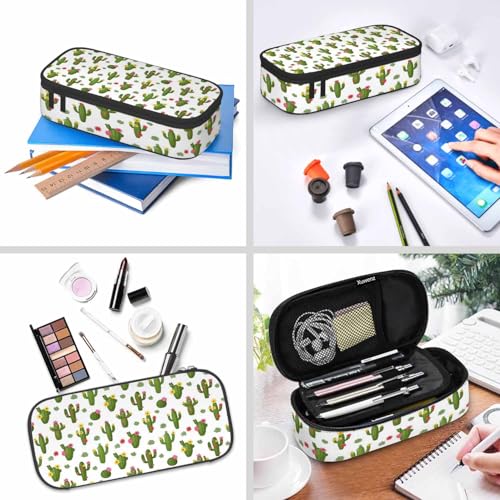 Image of Cactus Flowers Pencil Case Organizer Plants Desert Tropical Green Red Stationery Box Makeup Box School Supply for Boy Girl Men Women