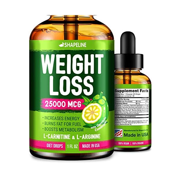 Weight Loss Drops - Appetite Suppressant for Women & Men - Made in The USA - Natural Metabolism Booster - Fast Weight Loss - Diet Drops with Garcinia Cambogia, L-Arginine & L-Glutamine 1 Fl oz