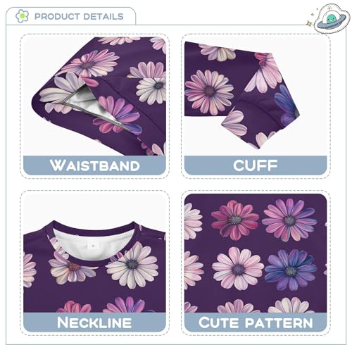 JUNZAN Safari Osteospermum Purple Kids Girls Sweatshirts Hoodies Crewneck Sweatshirt With Hoodie Camping 4T3