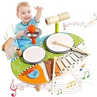 Beafaoo 9 in 1 Baby Drum Kit, Kids Drum Set, Wooden Musical Instruments for 1 year olds, Xylophone & Sticks & Glockenspiel for Toddlers 1st Birthday for Boys Girls Music Toys