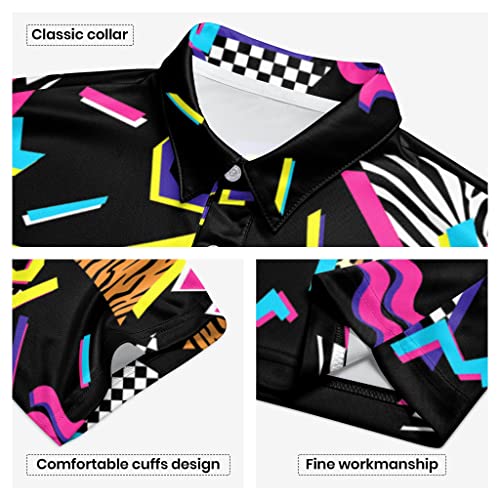 Mens 80s Golf Shirt Dry Fit Performance Short Sleeve Print Shirts Funny 90s Golf Shirts for Men - Image 6