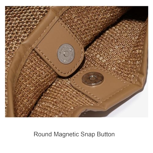 Women Straw Woven Tote Bag, Raffia Straw Woven Shoulder Bag with Drawstring bag, Summer Beach Vacation Travel Bag4