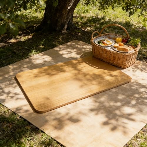 Plateau de table rectangulaire bois beige 50x30cm surface lisse bureau - 3
