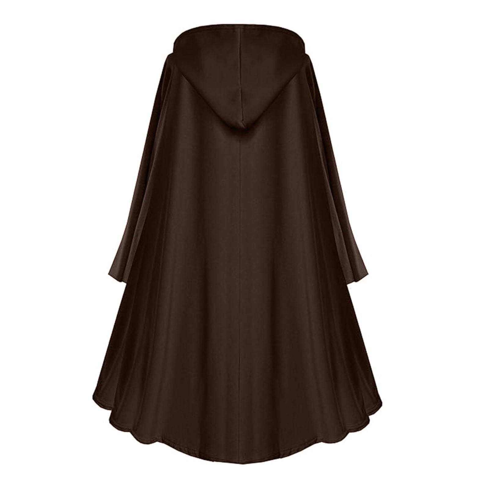 Mantello medievale con cappuccio per Halloween, elegante, per feste e cosplay, abito storico con travestimento vittoriano da donna, cappotto da mago medievale