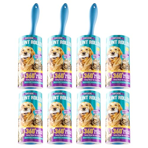 Image of POPCHOSE Lint Roller for Pet Hair Extra Sticky, 720 Sheets with 3 Handles