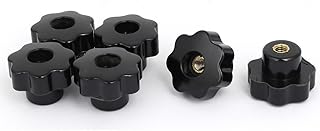 Aexit M6 Female Knobs & Hand Wheels Thread 30mm Dia Plastic Star Head Screw On Clamping Knobs Star Knobs Grip 6pcs