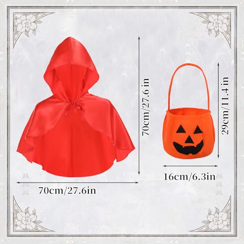 Disfraz Caperucita Roja con vestido, capa y bolsa color calabaza miniatura 5