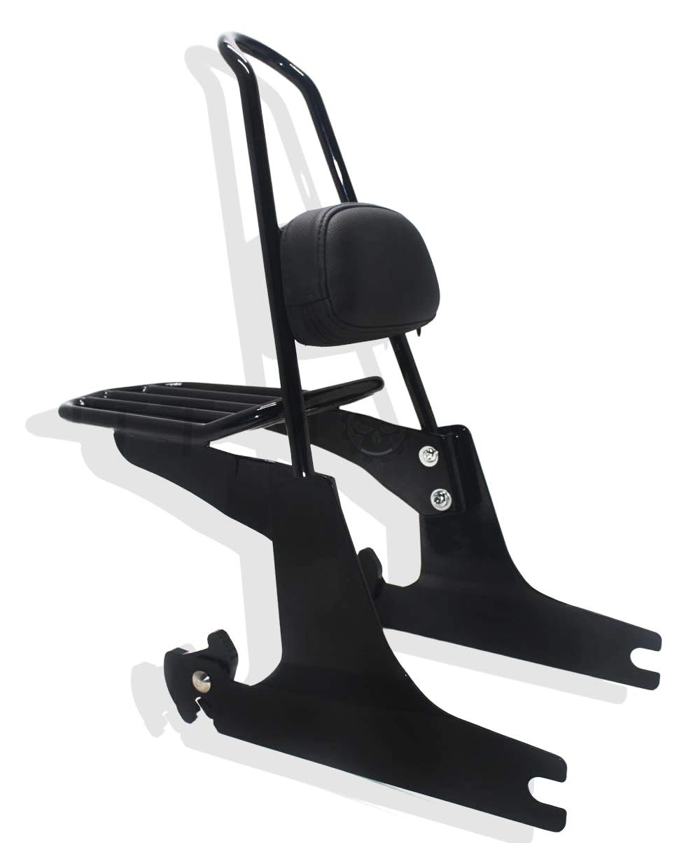 HTTMT Detachable Sissybar With Luggage Rack For Harley 2006-2017 Dyna Backrest [P/N: SBB023] Black