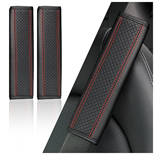 2PCS Car Seat Belt Cover Pad,Breathable Leather Seatbelt Covers for Shoulder Protection and Car Decorations,Universal Seatbelt Cushion Adding Car Seat...