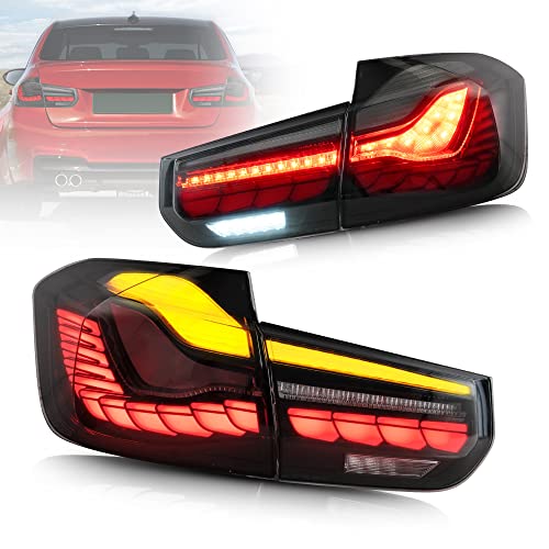 VLAND OLED Sequential Upgrade Smoked Taillights Compatible for [BMW M3 / 3 Series F30 F35 F80 Sedan 6th Gen 2013-2018] with Dragon Scales Running Light