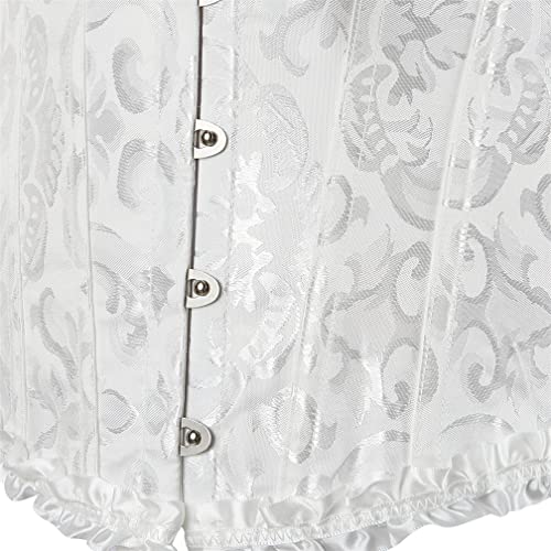 Haorugut White Corset Tops For Women Floral Victorian Corset White Overbust Corset Bustier Fairy Corset White L #TOP3
