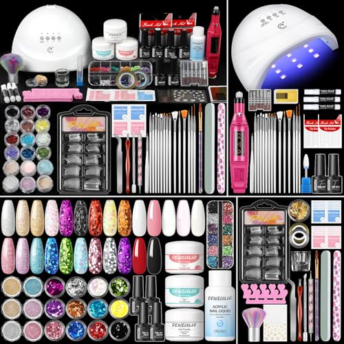 Peacecolor Acrylic Nail Kit for Beginners with Everything ,Professional Nail Kit Acrylic Set with...