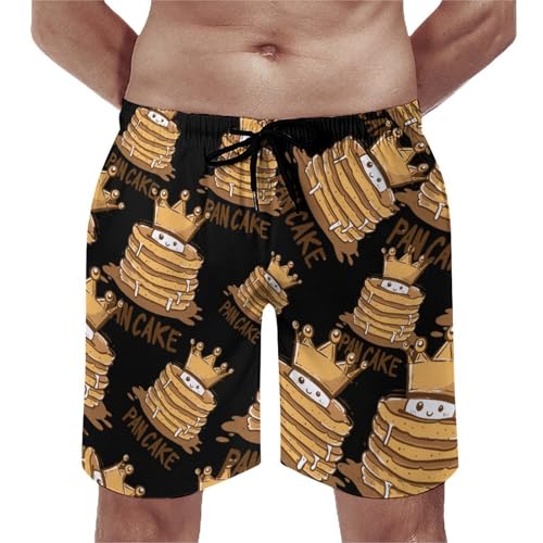 Pancake King Pancake Men's Swim Trunks Quick Dry Beach Shorts Board Shorts Bathing Suits with Pockets