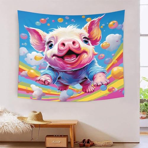 Tapisserie cochon 3D effet relief MBAHEUURR grand tissu mural de décoration 180x230cm