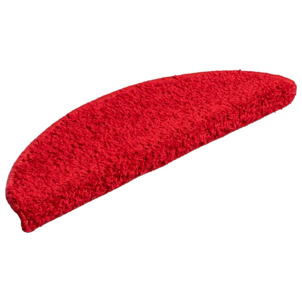 Lot de 10 tapis d'escalier - Rouge semi-circulaire - 56 x 17 x 3 cm - Antidérapant - Autocollant - Lavable - Avec protection contre les marches et les rayures - Pour escaliers en bois, pierre