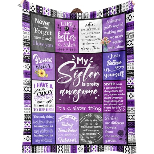 Sister Gifts Blanket, Happy Birthday Gifts for Sister, Unique Gift for My Dear Sis on Mothers Day...