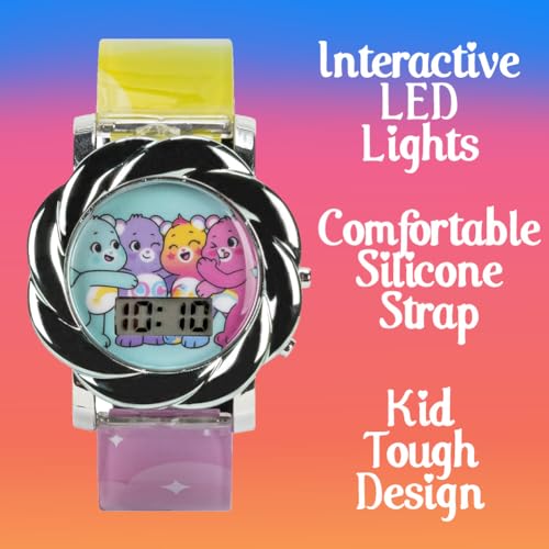 Care Bears Kids LCD Watch with Swirl Bezel, Reverse Printed Gradient Strap, Fun Digital Display, Ideal for Learning Time, Adjustable Strap, Colorful Design, Fits 6" to 8.5" Wrists4