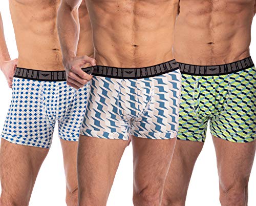 American Heaven Men's Underwear Trunks 6-Pack, Stretchy Ultra Soft Fitted 9" Leg Boxer Brief With Fly (6 Pack- Geometric Heaven, Small) #TOP3