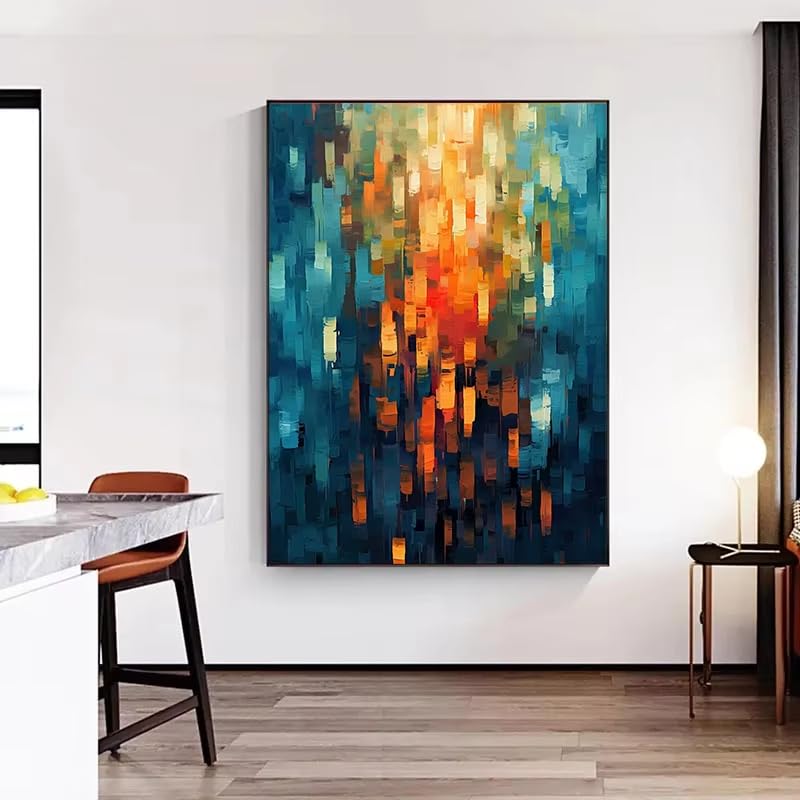 Tableau abstrait scandinave coloré toile décoration murale 80x120
