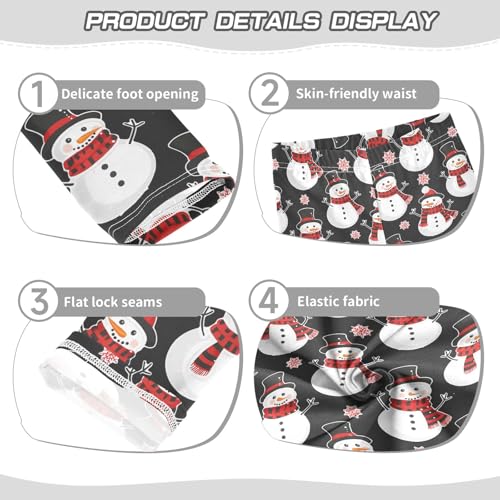 Girls' Athletic Leggings Ankle Length Yoga Dance Pants Kids Teen 4T Snowman Snowflakes Christmas3