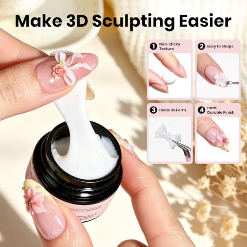 Image of Beetles 3D Gel Nail Art,White 3D Sculpting Gel for Nail Art & Sculpting Pen