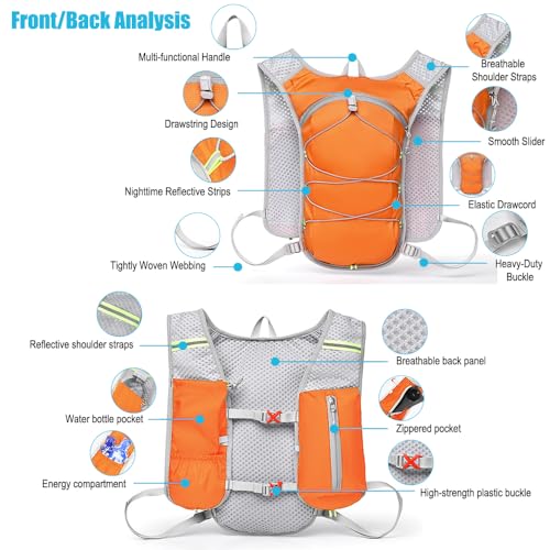 Mochila Deportiva Ligera para Senderismo y Ciclismo Naranja miniatura 6