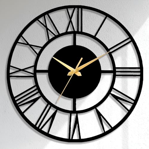 Image of Auromin Luxury Decorative Metal Wall Clock for Bedroom | Designer Big Size Wall Watches for Living Room, Dinning Room, Kitchen, Office | Aesthetic Unique WallClocks for Decoration