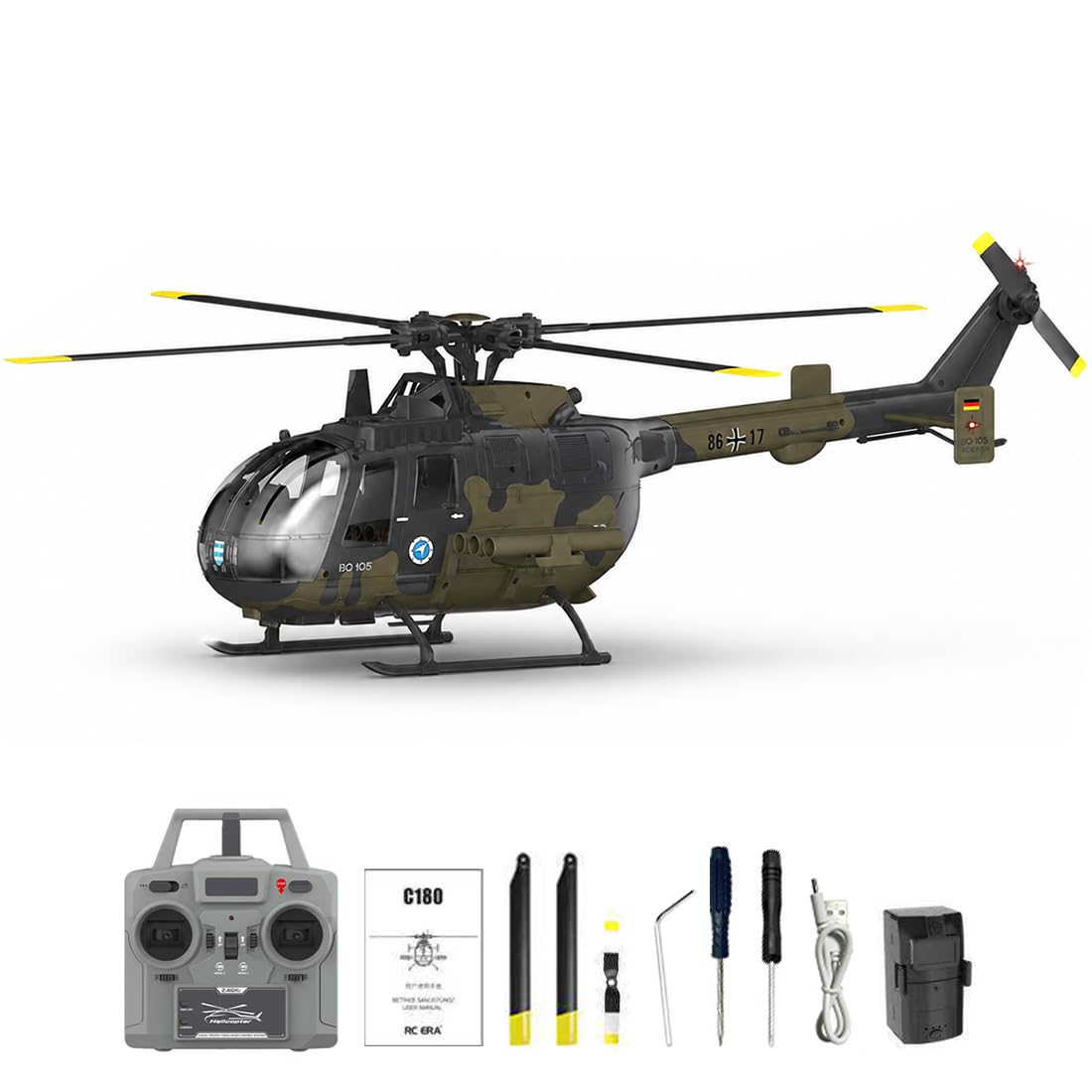 Amazon.com: rcxperts RC ERA C180 BO-105 Brushless RC Helicopter
