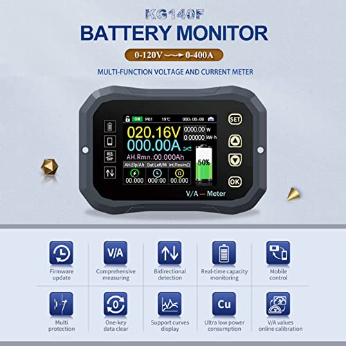 Batteria Coulomb Meter KG-F Battery Monitor 0-120V...