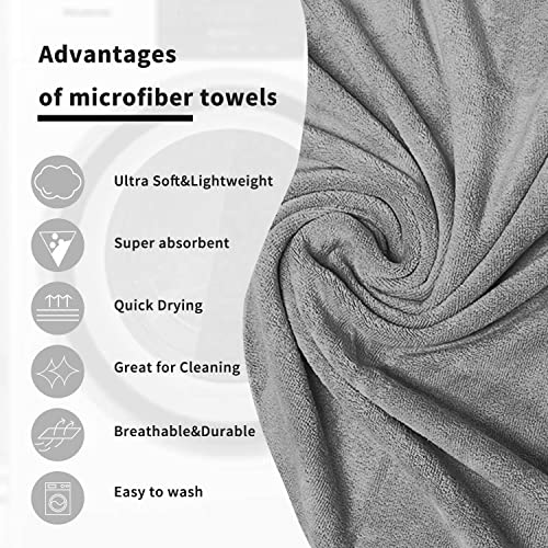 Image of Sassoon Venir Microfiber 4 Piece Towel Set 450 GSM (Grey Color) Ultra Soft Material, Towel for Daily use