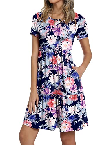 Image of TAOHUADAO 2026 Summer Dresses for Women Short Sleeve Ruffle Casual Sundress with Pockets
