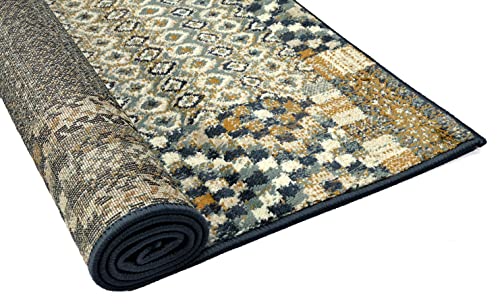 Sapana Carpet-Mats Kashan 3 x 5 Persian Design Carpet Area Rug, Kaleen for Bedroom/Dining//Living Area/Home, Ultra Soft Indoor Modern Non-Slip Rug, 1 Inch Pile Height Carpet KS-20, (90 cm x 150 cm)