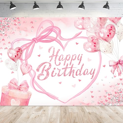 Coquette Happy Birthday Bachelorette Pink Bow Party Photography Backdrop