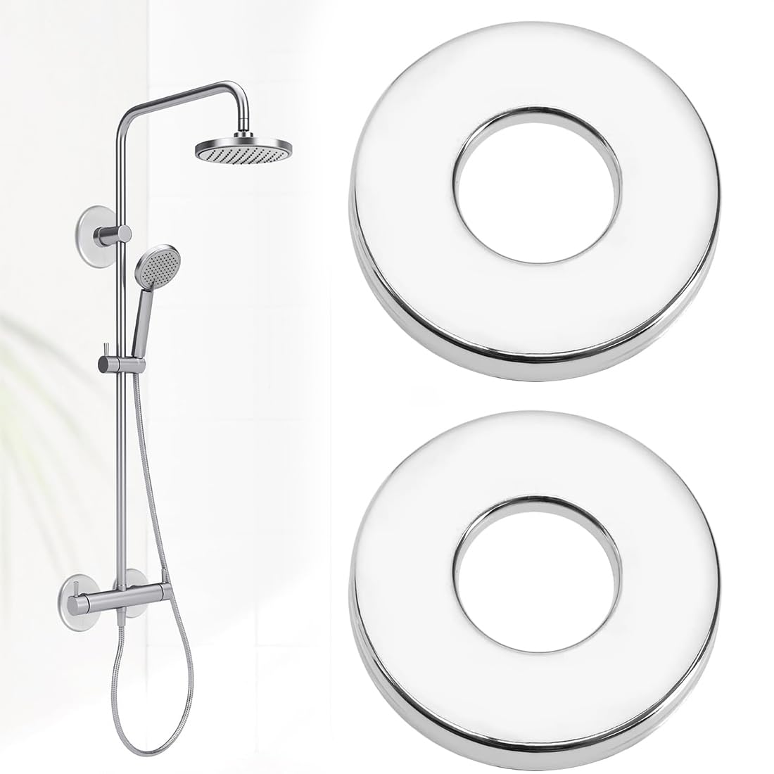 2 Pezzi Rubinetto Rosetta Acciaio Inox (3/4) Ø 27 mm x Ø 80 mm x altezza 19 mm, Rubinetto Rosetta Interno, Finiture Per Rubinetti Doccia E Rubinetto A Parete Acqua Calda