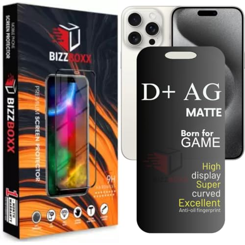 Image of Compatible With iPhone 15 Pro Max D+ AG Matte Tempered Glass Screen Guard Protector Anti-Fingerprint Gaming Special With Camera Cut - Pack of 1