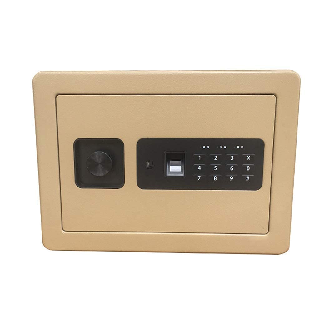 RLKHXBS Caja de Seguridad Safes Fireproof Digital Alarma incorporada Box de Dinero de Doble pisado Moneda Caja de Almacenamiento en Efectivo Gold35 * 25 * 25cm Safox