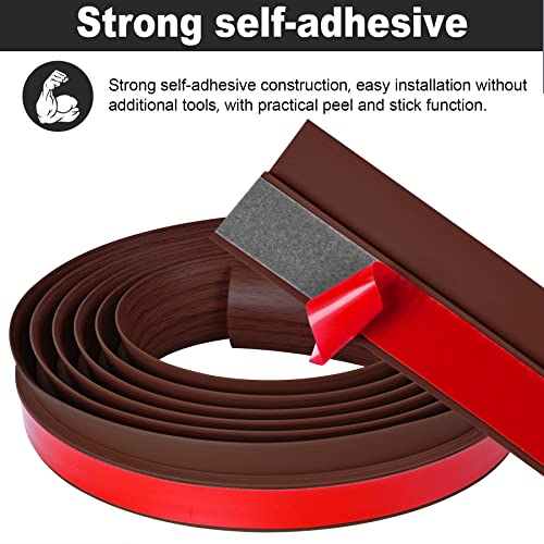 10Ft Carpet Floor Transition Strip, Self Adhesive Floor Edging Trim Strip, Pvc Threshold Cover For Doorway, Floor Divider Strip Suitable For Threshold Height Less Than 5 Mm - Coffee Wood Grain #TOP2