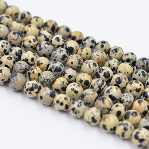 Asingeloo Dalmatiner-Punkt-Jaspis-Natursteinperlen, Edelstein, lose runde Perlen, 39,9 cm, 10 mm, Kristall-Energiestein, Heilkraft für die Schmuckherstellung