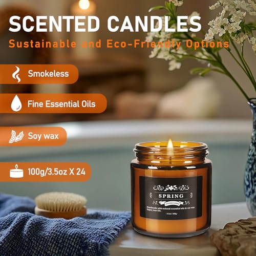 Image of 24 Packs Scented Candles for Home, 3.05oz，Soy Wax Aromatherapy Candles with 12 Fragrances, Smokeless Natural Essential Oil Candles for Relaxation, Gifts, Parties, Yoga,Home Decor