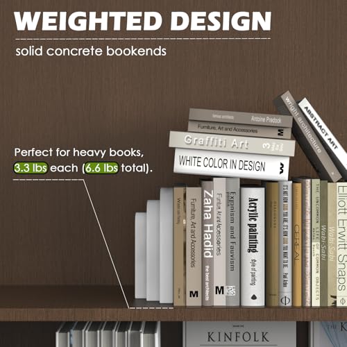 Wageso Concrete Bookends for Heavy Book, Decorative Modern Shelf Book Ends - image 9